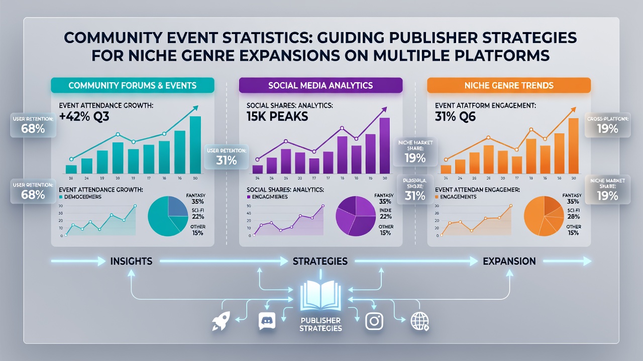 Community event statistics visualization showing attendance and engagement metrics across gaming platforms