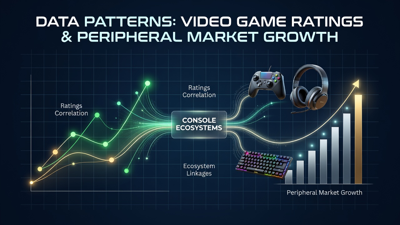 Chart showing correlation between video game ratings and peripheral sales growth across console ecosystems