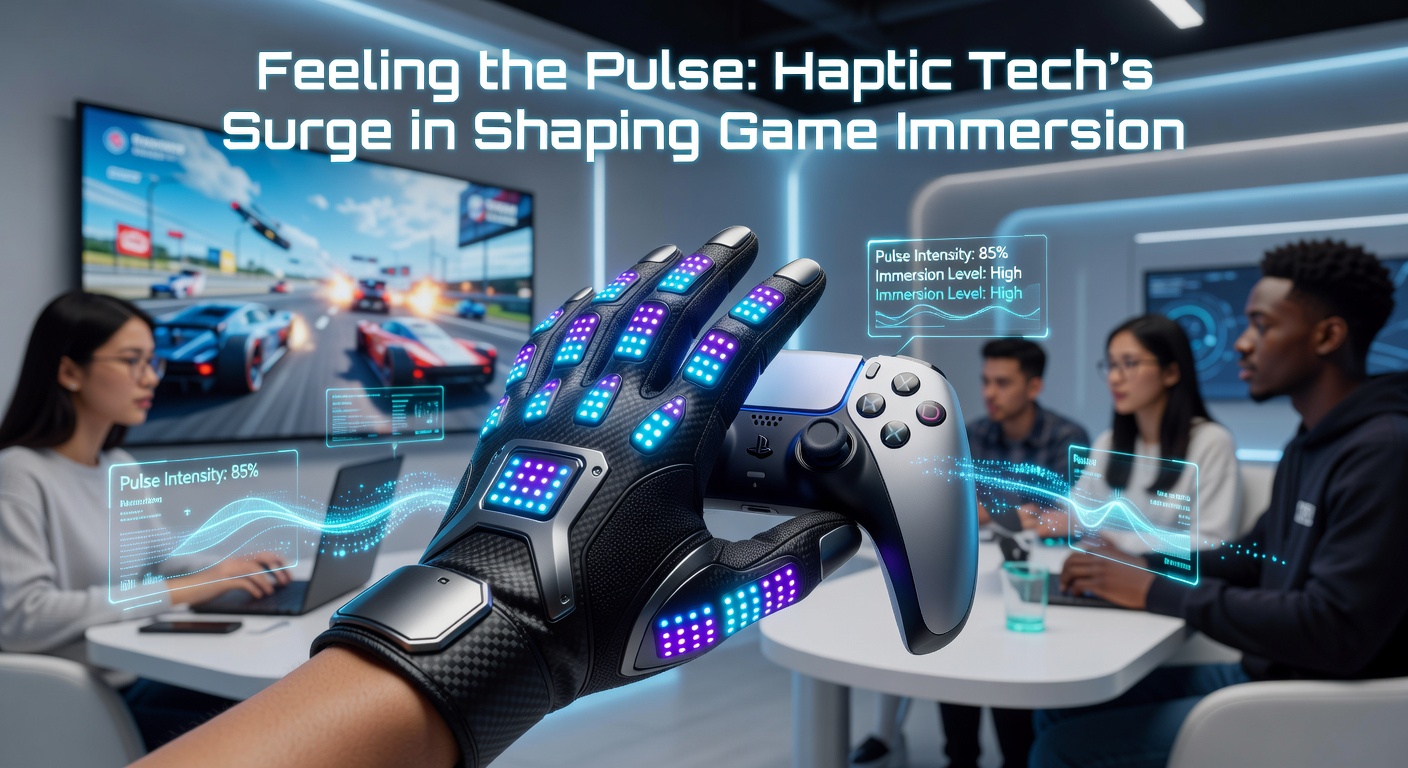 Close-up of a haptic vest in action during a multiplayer shooter, with LED lights syncing to vibrations