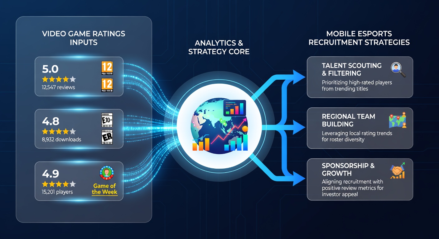 Mobile esports team scouts reviewing rating charts and player statistics during a recruitment session in an emerging market setting