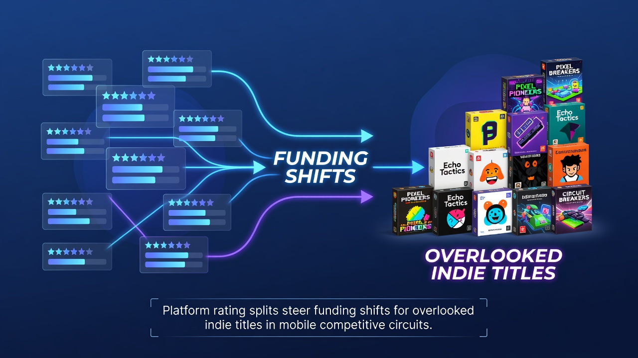 Visual breakdown of rating differences across mobile platforms influencing indie game funding decisions