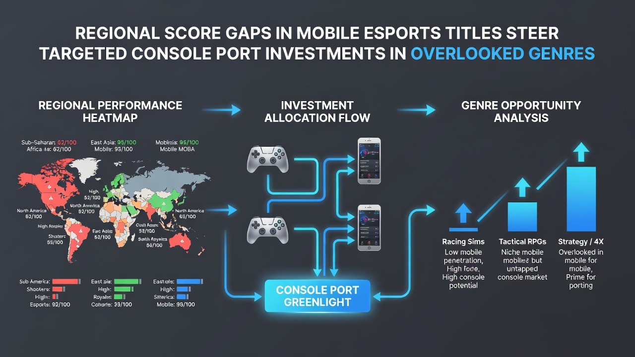 Developers reviewing console port prototypes for mobile esports genres during a planning session in 2026