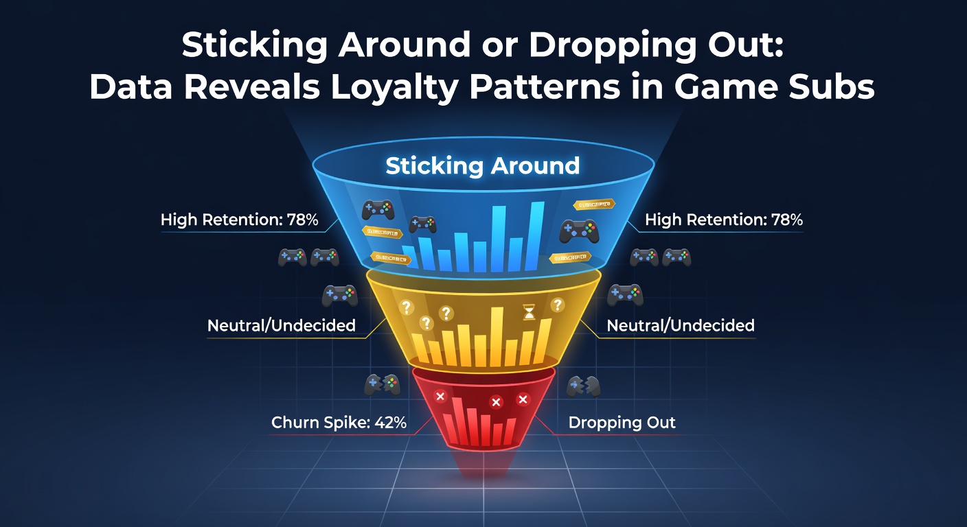 Line graph depicting subscription retention curves for major gaming services over 12 months, highlighting sharp drops after initial peaks